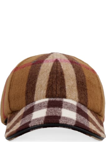 Burberry Check Motif Wool Baseball Cap