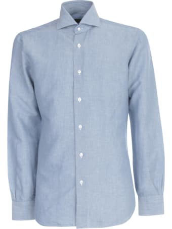Barba Napoli Shirt W/effect Denim On Neck