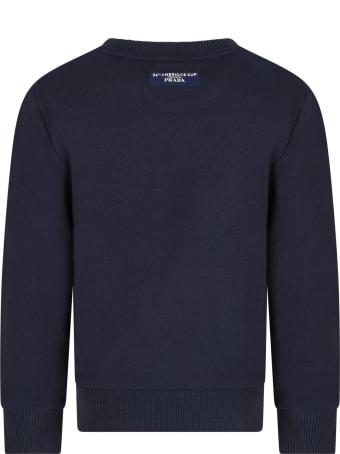 Prada Blue Sweatshirt For Kids With Patch