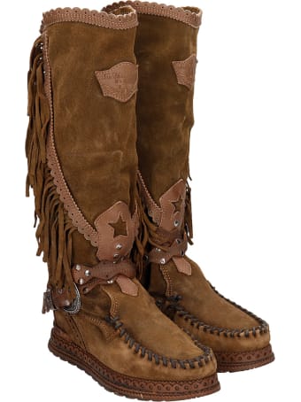 El Vaquero Jade Low Heels Boots In Leather Color Suede