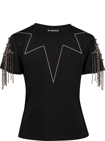 Pinko Sigfrido Fringed Cotton T-shirt