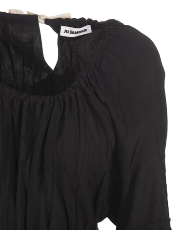 Jil Sander Woman Black Long Dress In Twill