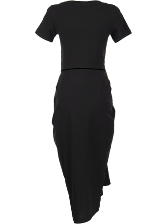 Marni Draped Cotton Jersey Dress Black