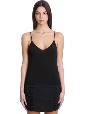 Ganni Topwear In Black Synthetic Fibers