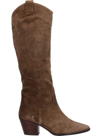 Pedro Miralles Cortina Texan Boots In Taupe Suede