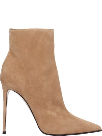 Le Silla High Heels Ankle Boots In Beige Suede