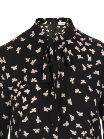 RED Valentino Black Short Dress With A Thousand Butterflies Print