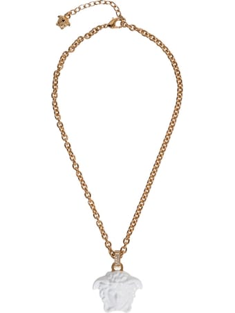 Versace Medusa Necklace In Painted White Metal