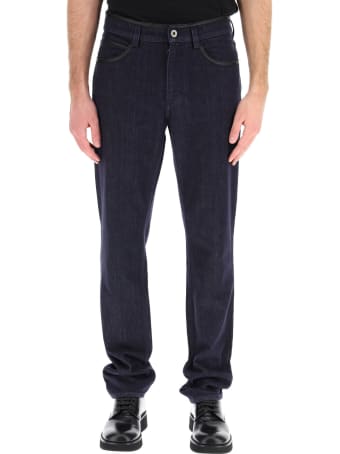 Salvatore Ferragamo Jeans With Leather Trims