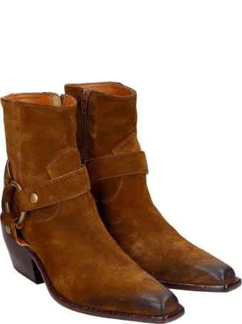 Elena Iachi Texan Ankle Boots In Leather Color Suede