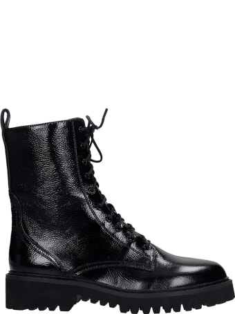 Lola Cruz Combat Boots In Black Leather