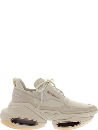 Balmain White Leather And Suede B-bold Low-top Sneakers