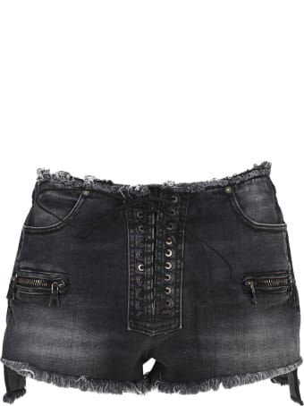 Ben Taverniti Unravel Project Unravel Lace-up Denim Shorts