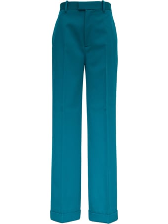Bottega Veneta Wide Leg Wool Gabardine Trousers