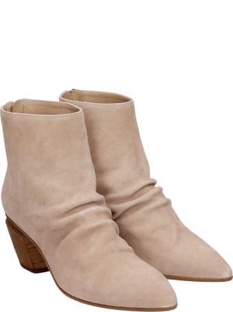 Officine Creative Severine 008 High Heels Ankle Boots In Beige Suede