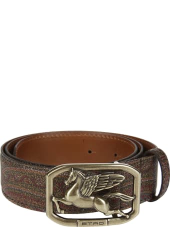 Etro Multicolor Leather Pegaso Belt