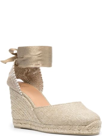 Castañer Beige Linen Espadrilles With Golden Laces