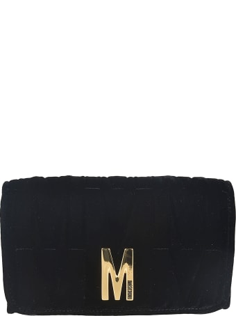 Moschino M Logo Plaque Clutch