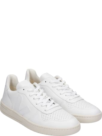 Veja V-10 Sneakers In White Leather