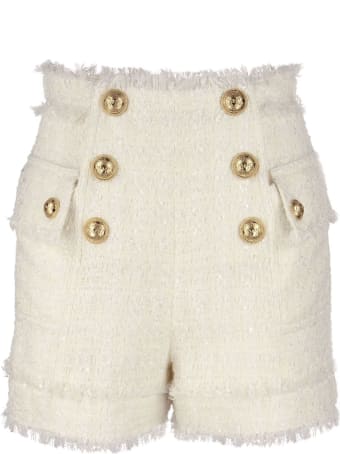 Balmain High-waisted Tweed Shorts