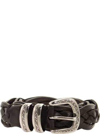 Brunello Cucinelli Braided Calfskin Belt With Detailed Buckle And Tip Rust Brown