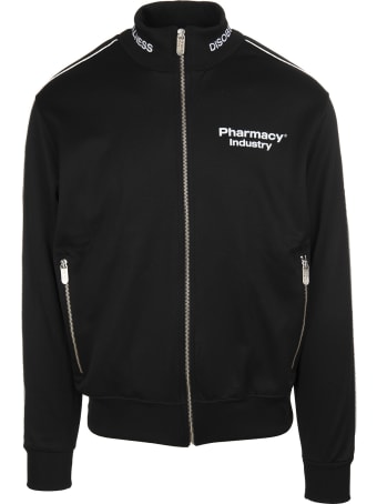 Pharmacy Industry Black Zippered Man Sweatshirt With Logo