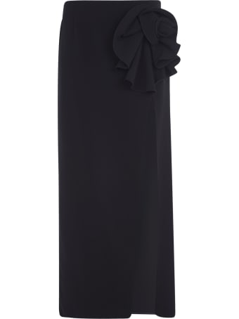 Magda Butrym Side-slit Floral Applique Long Skirt