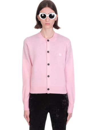 Acne Studios Keva Face Cardigan In Rose-pink Wool