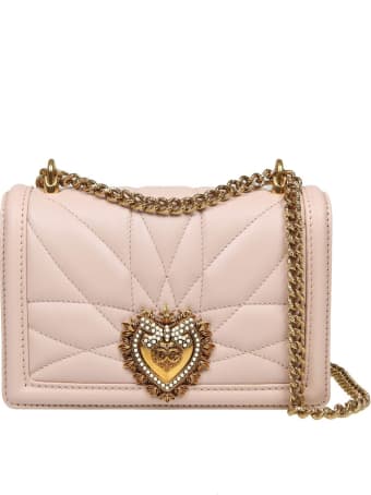 Dolce & Gabbana Mini Devotion Bag In Matelassé Nappa Color Powder