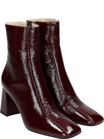 Fabio Rusconi High Heels Ankle Boots In Bordeaux Patent Leather