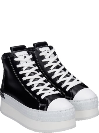 Cinzia Araia Platform Sneakers In Black Leather