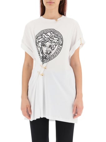 Versace Oversized T-shirt With Safety Pins