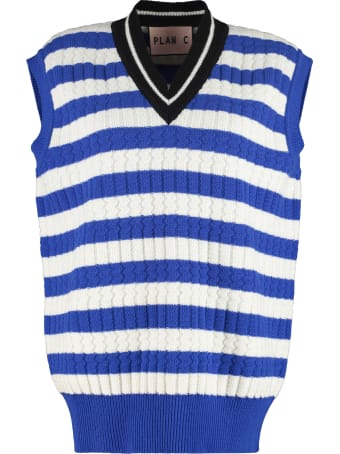 Plan C Striped Knit Vest