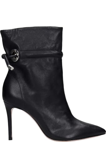 Schutz High Heels Ankle Boots In Black Leather