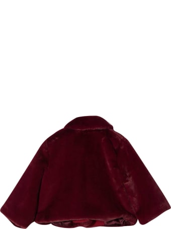 Piccola Ludo Burgundy Fur Jacket