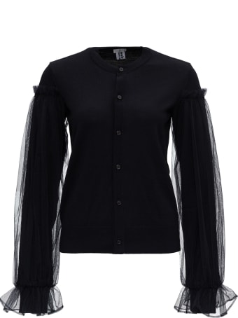 Noir Kei Ninomiya Wool Cardigan With Tulle Sleeves