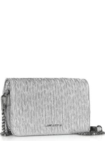 Lancaster Paris Silver Quilted Satin Shoulder Bag