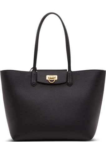 Salvatore Ferragamo Gancini Travel Tote Shopper In Leather