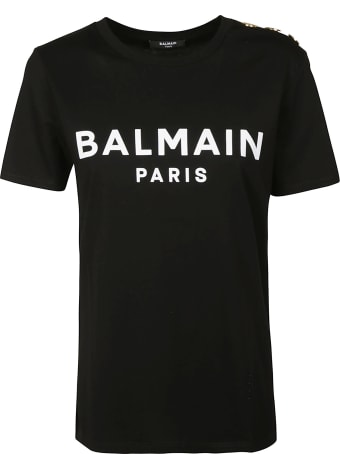 Balmain Button Embellished Logo T-shirt