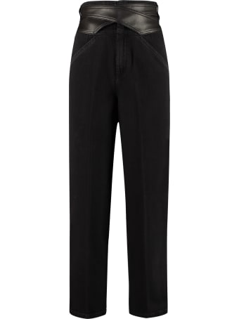 Pinko Shelby Faux Leather Detail Jeans