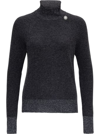 Liu-Jo Turtleneck In Lurex Knit With Button Embellishment