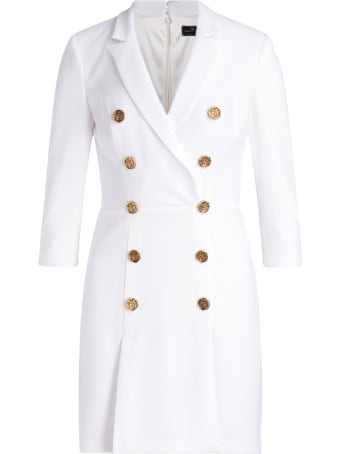 Elisabetta Franchi Celyn B. Elisabetta Franchi Double-breasted Dress In Ivory Color