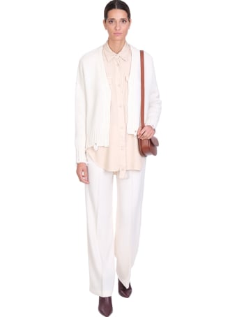 Maison Flaneur Cardigan In White Wool