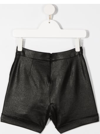 Balmain Kid Black Viscose Shorts With Gold Buttons