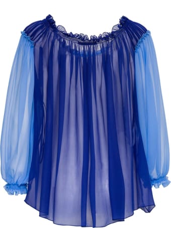 Alberta Ferretti Pleated Silk Chiffon Shirt