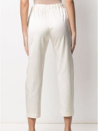 SEMICOUTURE White Buddy Crop Trousers In Vicosa Blend