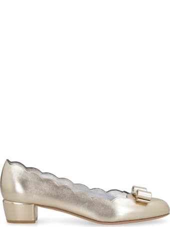 Salvatore Ferragamo Vara Metallic Leather Ballet Flats