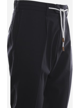 Eleventy Stretch Wool Trousers With Drawstring