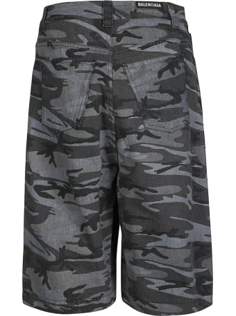 Balenciaga Camouflage Denim Bermuda Shorts