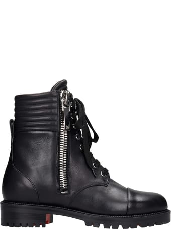 Christian Louboutin En Hiver Combat Boots In Black Leather